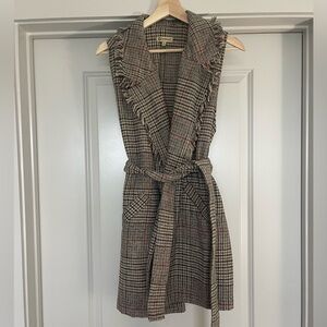 DEMOCRACY Plaid Knit Long Vest